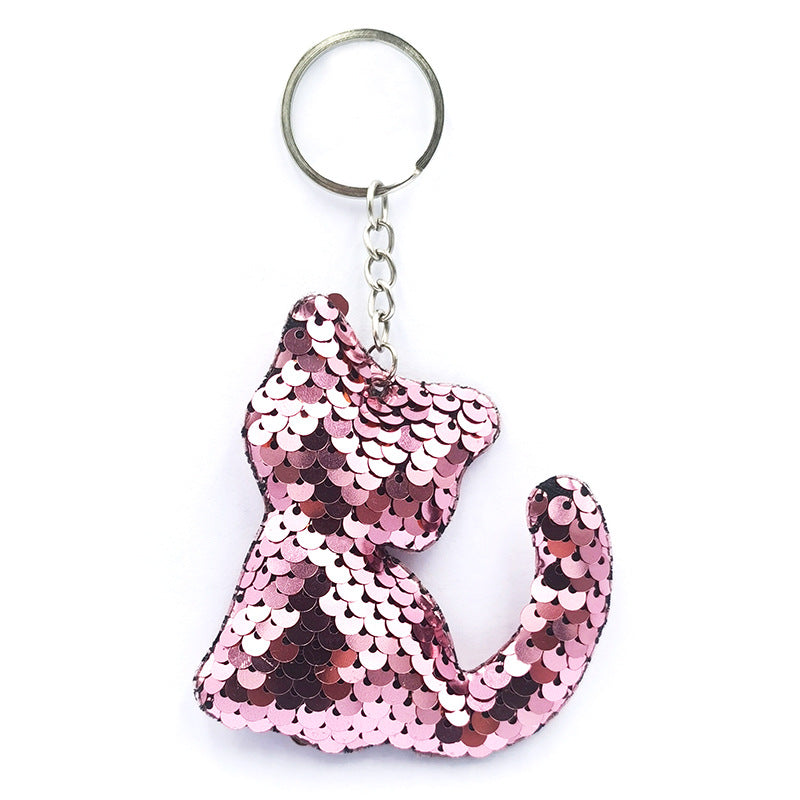 Wholesale Reflective Bright Surface Animal Plant PET Glitter Fashion Bag DIY Keychains